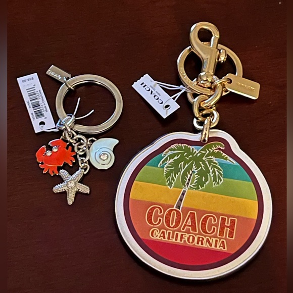 NWT Coach Set of 2 Bag Charm/Key Chains Coach California & Crab, Shell, Starfish - Picture 1 of 15